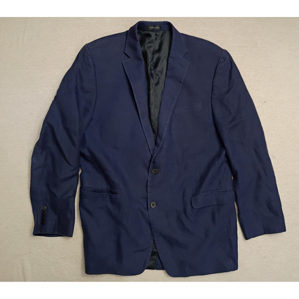 Lauren Ralph Lauren Mens 44L Navy Blue 100% Linen 2-Button Blazer Sport Coat